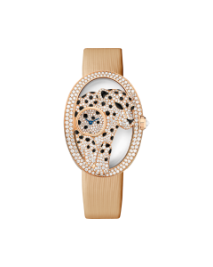 Watch with Menagerie motif  | 18K rose gold, diamonds, leather