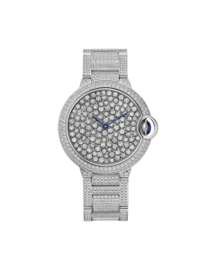 HPI01514 Ballon Bleu de Cartier watch | 37 mm, automatic mechanical movement, white gold, diamonds, metal bracelet