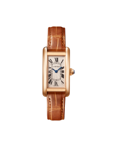 Tank Américaine | Small model, quartz movement, rose gold, leather