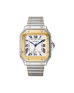 W2SA0007 Santos de Cartier | Medium model, automatic movement, yellow gold, steel, interchangeable metal and leather bracelets