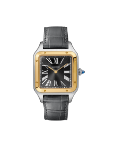 Santos Dumont | Large model, hand-wound mechanical movement, yellow gold, steel, leather