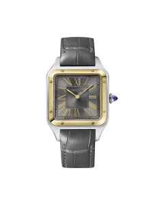 W2SA0028 Santos Dumont watch | Large model, quartz movement, yellow gold, steel, leather