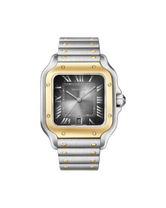 W2SA0030 Santos de Cartier watch l Large model, automatic movement, yellow gold and steel, interchangeable metal and leather straps