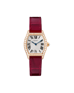 WA501006 Cartier Tortue | Small model, hand-wound mechanical movement, rose gold, diamonds, leather