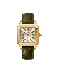 WGSA0027 Santos Dumont | Large model, hand-wound mechanical movement, yellow gold, leather