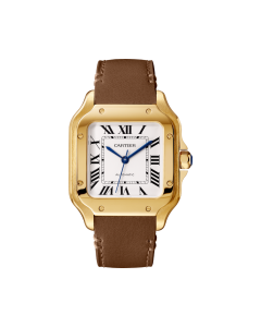 WGSA0043 Santos de Cartier | Medium model, automatic movement, yellow gold, interchangeable metal and leather bracelets