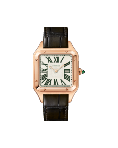 WGSA0083 Santos-Dumont watch l Extra-large model, hand-wound mechanical movement, rose gold, jade, leather