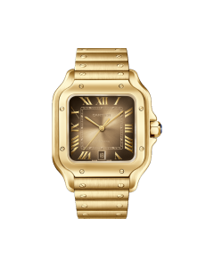 WGSA0095 Santos de Cartier watch l Large model, automatic movement, yellow gold, interchangeable metal and leather straps