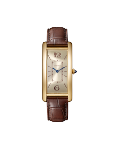 WGTA0026 Tank Cintrée | Large model, hand-wound mechanical movement, yellow gold, leather