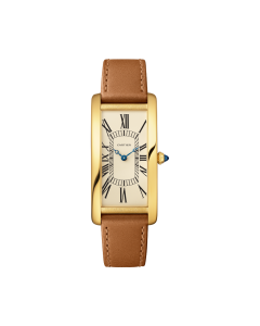 WGTA0057 Tank Cintrée | Large model, hand-wound mechanical movement, yellow gold, leather