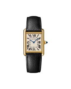 WGTA0086 Tank Watch l Large model, quartz movement, yellow gold, leather