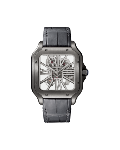 WHSA0009 Santos de Cartier | Large model, hand-wound mechanical movement, steel, ADLC, leather