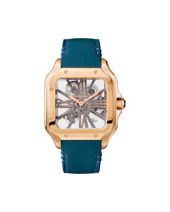 WHSA0010 Santos de Cartier | Large model, hand-wound mechanical movement, rose gold, 2 interchangeable leather bracelets