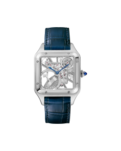 WHSA0032 Santos Dumont Skeleton Watch with micro-rotor l Large model, automatic mechanical skeleton movement, steel, leather