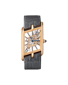 WHTA0011 Tank Asymétrique | Large model, hand-wound mechanical movement, rose gold, leather