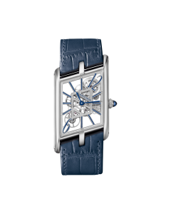 WHTA0012 Tank Asymétrique | Large model, hand-wound mechanical movement, platinum, leather