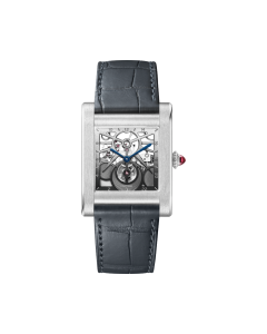 WHTA0020 Tank Normale | Large model, hand-wound mechanical skeleton movement, platinum, leather