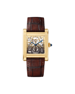 WHTA0021 Tank Normale | Large model, hand-wound mechanical skeleton movement, yellow gold, leather