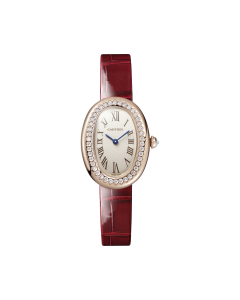 WJBA0031 Baignoire | Small model, quartz movement, rose gold, diamonds, leather