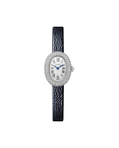 WJBA0036 Baignoire | Mini model, quartz movement, white gold, diamonds, leather