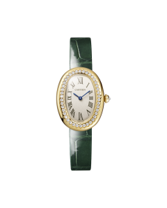 WJBA0038 Baignoire | Small model, quartz movement, yellow gold, diamonds, leather