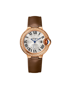 WJBB0055 Ballon Bleu de Cartier | 33mm, automatic movement, rose gold, diamonds, leather