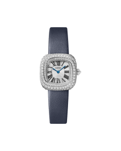 WJCS0002 Coussin de Cartier | Small model, quartz movement, rhodiumized white gold, diamonds, leather