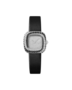 WJCS0006 Coussin de Cartier | Small model, quartz movement, rhodiumized white gold, diamonds, spinels, leather