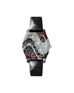 Cartier Libre | Medium model, hand-wound movement, white gold, diamonds, leather