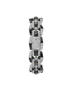 Clash [Un]limited watch | Small model, quartz movement, rhodiumized white gold, diamonds, spinels, obsidian