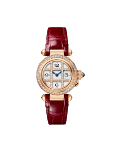WJPA0021 Pasha de Cartier | 30 mm, quartz movement, rose gold, diamonds, interchangeable leather straps