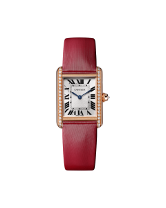 WJTA0034 Tank Louis Cartier | Small model, hand-wound mechanical movement, rose gold, diamonds, leather