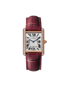 WJTA0038 Tank Louis Cartier | Large model, hand-wound mechanical movement, rose gold, diamonds, leather