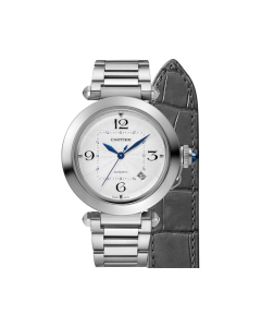 Pasha de Cartier | 41 mm, automatic movement, steel, interchangeable metal and leather straps
