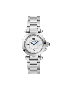 Pasha de Cartier | 30 mm, quartz movement, steel, interchangeable metal and leather straps