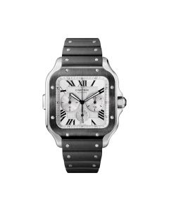 WSSA0017 Santos de Cartier Chronograph | Extra-large model, automatic movement, steel, ADLC, interchangeable rubber and leather bracelets