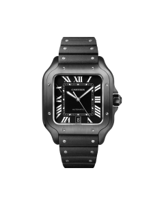 WSSA0039 Santos de Cartier | Large model, automatic movement, steel, ADLC, interchangeable rubber and leather bracelets