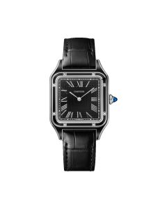 WSSA0046 Santos Dumont watch l Large model, hand-wound mechanical movement, steel, lacquer, leather