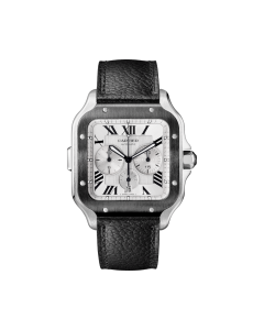 WSSA0052 Santos de Cartier | Extra-large model, automatic movement, steel, ADLC, interchangeable rubber and leather bracelets