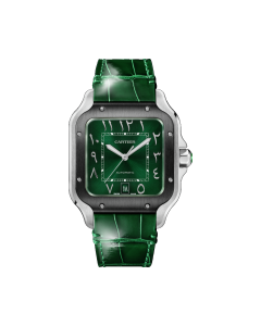 WSSA0055 Santos de Cartier watch l Large model, automatic movement, ADLC steel, interchangeable rubber and leather straps