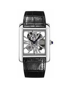 W5310026 Tank MC Skeleton l Manual Winding, Palladium Case, Black Leather Strap