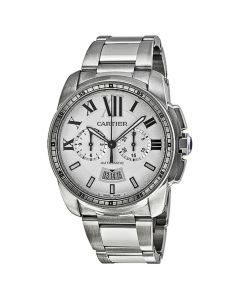 W7100045 Calibre de Cartier l Automatic, Opaline Silver Dial, Stainless Steel Bracelet