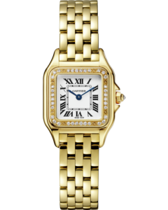 WJPN0048 Panthère de Cartier watch | Small model, quartz movement, yellow gold, diamonds