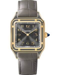 WGSA0097 Santos-Dumont l Large model, manual movement, yellow gold, leather