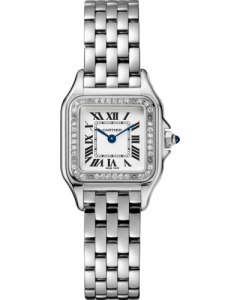 W4PN0016 Panthère de Cartier l Small model, quartz movement, steel, diamonds