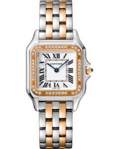 W3PN0010 Panthère de Cartier l Medium model, quartz movement, rose gold, steel, diamonds