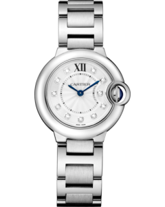 W4BB0029 Ballon Bleu de Cartier l 28 mm, quartz movement, steel, diamonds