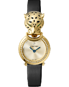 HPI01796 Panthère de Cartier l 23.6 mm, yellow gold, diamonds, leather