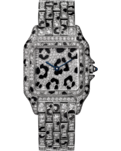 HPI01721 Panthère de Cartier l Medium model, quartz movement, white gold, diamonds, enamel