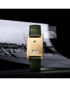WGTA0234 Cartier Prive Tank à Guichets| Yellow Gold, Manual-Winding, Digital Display, Green Alligator Strap